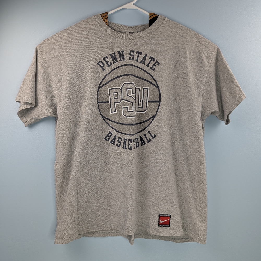 Vintage 90's Gray Nike Penn State Basketball PSU  T-Shirt Loose Fit XXL
